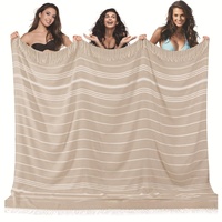 Luxury Striped Printed Disposable Lightweight Turkish Square Beach Towel Blanket Extra Large Cotton Throw Quick Dry Sand Free
