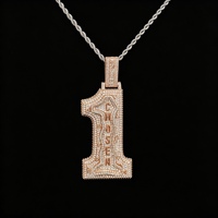 Collier Pendentif Personnalisé de Luxe en Zircon, Pendentifs Numériques Hip Hop Plaqué Or, Breloques de Mode Iced Out