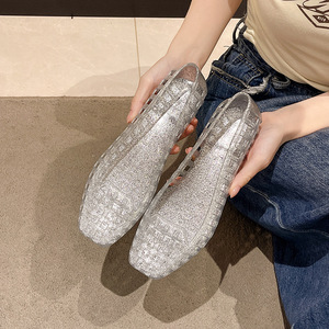 Nuevas Sandalias de Plataforma Coreanas para Mujer 2025, Zapatillas de Gelatina con Punta Cuadrada de PVC, Estilo Slip-On, Casuales de Verano para Exteriores - Product Image 1