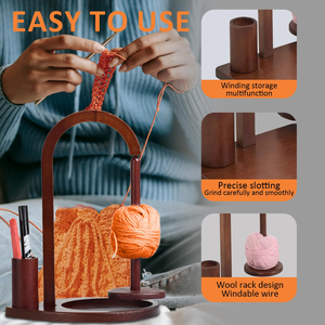 Soporte Magnético de Madera <span class=keywords><strong>para</strong></span> Hilos, Organizador Giratorio <span class=keywords><strong>para</strong></span> Tejer y Hacer Ganchillo, Tazón <span class=keywords><strong>para</strong></span> Hilos Antienredos, Soporte de Nogal - Product Image 3