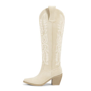 WETKISS ricamo personalizzato Snip Toe da donna con tacco alto al ginocchio <span class=keywords><strong>stivali</strong></span> da donna fantasiosi <span class=keywords><strong>stivali</strong></span> da Cowboy Western <span class=keywords><strong>Beige</strong></span> per il giorno della partita - Product Image 2