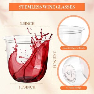 Gobelets à vin et à cocktail jetables en PET résistants aux chocs de 360 ml |   Verres à pieds plats pour fêtes et bars, parfaits pour les mariages - Product Image 3