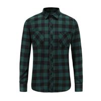 Kemeja Flanel Kotak-kotak Pria Terbaru Kasual Lengan Panjang Desain Dua Saku di Dada Kemeja Kancing Bermotif Modis