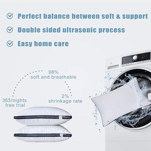 Relleno alternativo de plumón suave y esponjoso, almohada con fuelle para dormir de lado y de espalda, almohada de colección de hoteles de lujo - Product Image 6