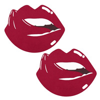 Pasties mammaires jetables sans couture sexy pour femmes transfrontalières Patch mamelon auto-adhésif Base noire accessoires intimes à lèvres rouges