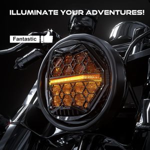 Faro LED de 5-3/4 pulgadas (5.75) con lente ámbar DRL compatible con Dyna Street <span class=keywords><strong>Bob</strong></span> Super Wide Glide Low Rider Night Rod <span class=keywords><strong>Train</strong></span> - Product Image 2