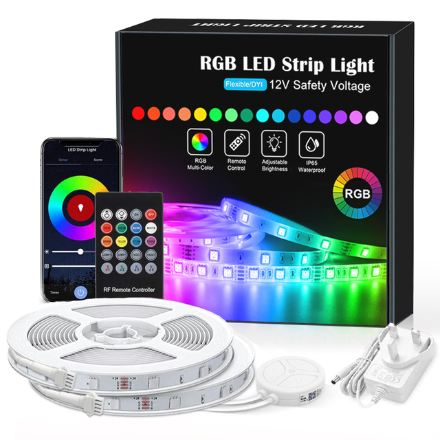 RGB Led Strip Lights 10M 32.8 Feet with Wifi Smart App Control and Music Sync FR Remote Controller Works with Alexa google