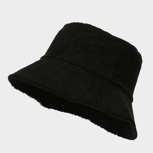 Wholesale 2024 Autumn Winter Fashion Trendy Women Men Suede Fleece Reversible Bucket <b>Hat</b> - Product Image 6