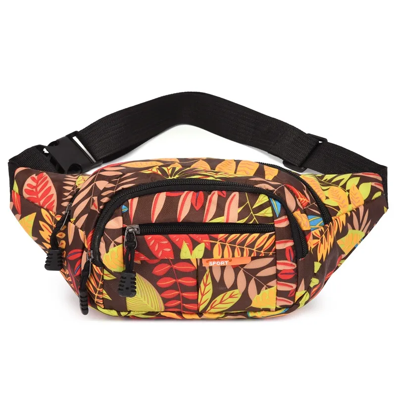 FREE SAMPLE Printed leaf waist bag Men's fashion casual messenger bag Travel women's shoulder bag for children