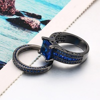 2024 bagues ensemble bijou noir en gros hommes femmes pistolet plaqué coloré Zircon 2 pièces laiton or bague de fiançailles