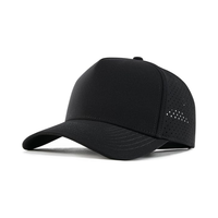 Casquettes de golf perforées découpées au laser, structurées, 5 panneaux, unies, de haute qualité, courbées, imperméables, extensibles, ajustées, vierges, pour la course à pied