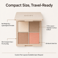 DOPI Palette de contouring visage 4-en-1 : Highlighter, Blush, Poudre mate – Fabricant de cosmétiques OEM/ODM, Marque privée, Vente en gros