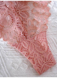 Culottes en dentelle sexy pour femmes, bords festonnés, string transparent, taille mi-haute, respirant, broderie florale, lingerie, sous-vêtements - Product Image 5