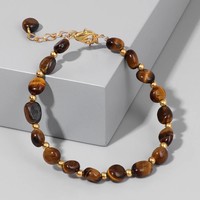 Bracelet en pierre naturelle personnalisé pour femme, œil de tigre, amazonite, bracelet fin à perles, chaîne en acier inoxydable, bijoux en cristal de guérison, cadeau