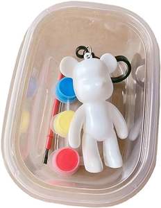 Vente en gros de porte-clés ours fluide DIY Graffiti Painting Violent Bear Models Ensembles de porte-clés avec peintures acryliques et pinceaux - Product Image 1