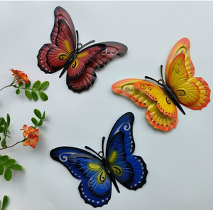 Ailes <span class=keywords><strong>en</strong></span> <span class=keywords><strong>fer</strong></span> <span class=keywords><strong>forgé</strong></span> moderne Deux papillons Autocollant mural tridimensionnel Clôture de jardin <span class=keywords><strong>extérieur</strong></span> <span class=keywords><strong>Décoration</strong></span> de la maison avec format de corde - Product Image 2