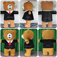 Costume gonflable d'ours en peluche de 2M/2.6M, robe de fête de mariage en fourrure avec cravate, costume de mascotte d'ours géant pour adulte