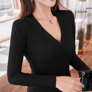 Il maglione a maniche lunghe con filetto Super popolare di quest'anno, croce scollata a V profonda, Sexy e gentile convivono - Product Image 2