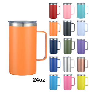 24oz Insulated Mug Straw & Flip Cap Lids Cup Holder Bottle <b>For</b> <b>Hot</b>, Cold <b>Drink</b> - Leak-proof - Water Coffee Portable Travel Mug - Product Image 1