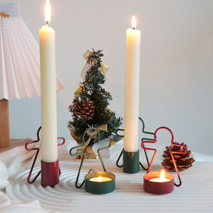 Heimdekoration Zierleinheit Weihnachts-Leibkuchen mannförmig Metallteppich Eisenkerzenständer Halter für Teelichter und Säulenkerze - Product Image 1
