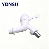 Robinet mural en plastique YUNSU DN15 1/2 pouce, robinet d'eau blanc à poignée unique en forme de tuyau pour lavabo, usage extérieur et jardin