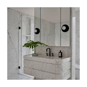 Lavabo sur pied en marbre poli moderne personnalisé pour salle de bain - Product Image 6