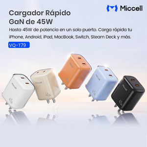 Cargador de PC de 45W Miccell Compatible con QC y PD, Diseño de Doble Cara Único y Protector de Pantalla, Ideal para Adaptador de Teléfono - Product Image 2