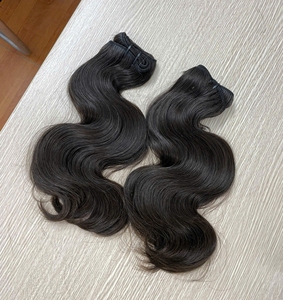 Extensions de cheveux ondulés de qualité supérieure, 100% cheveux humains vierges, noir naturel, double trame machine pour femmes - Product Image 1