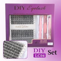Set Bulu Mata Cluster Heart Girl DIY 168P, Ekstensi Bulu Mata Cluster, Penjepit, Penghilang, Perekat & Penyegel, Kotak Kustom, Dapat Ditambahkan Logo Pribadi