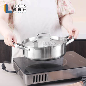 LECOS Factory Vente chaude Poêle à frire et à sauter à induction pour restaurant, Casserole en acier inoxydable avec couvercles entièrement métalliques - Product Image 2