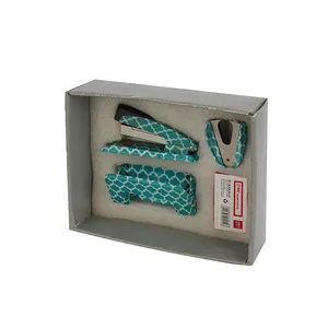 厂家价格家用礼品盒包装4pcs文具套装礼品盒，带办公装订用品