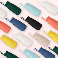 Parapluie capsule manuel personnalisé L, cinq plis, mini, ultra léger, en caoutchouc noir, anti-UV, design mignon