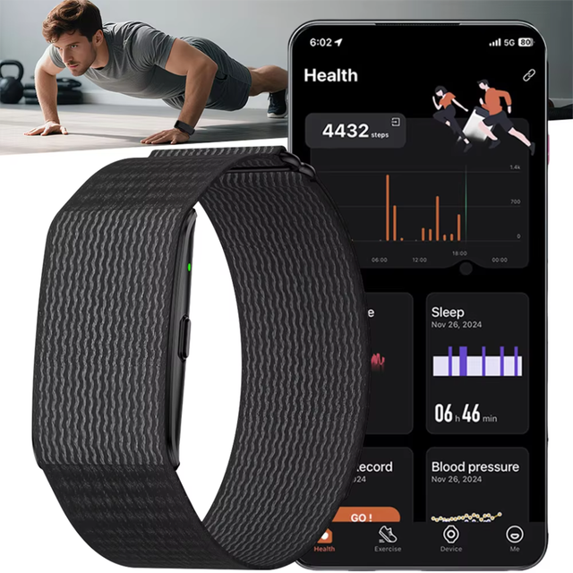 ODM Screenless Fitness Tracker Smart Bracelet 24H Heart Rate Blood Pressure Monitor GPS Running AI Health Report