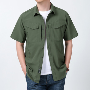 Nuova Collezione Estiva: Camicia da Uomo a Maniche Corte in Popeline con Cerniera e Perline, Elasticizzata, ad Asciugatura Rapida, Senza Stiratura, Lavabile in Lavatrice, per Lavoro e Casual - Product Image 4