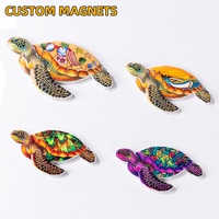 Aimants de réfrigérateur ronds modernes et colorés en forme de tortue marine, souvenirs de la vie marine, décoration de la maison personnalisable, cadeau