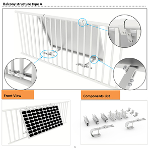 Support de montage de <span class=keywords><strong>panneau</strong></span> <span class=keywords><strong>solaire</strong></span> Rampe de <span class=keywords><strong>balcon</strong></span> Support de système de montage en aluminium pour panneaux de <span class=keywords><strong>balcon</strong></span> - Product Image 2