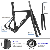 Set Rangka Sepeda Balap Karbon BXT 700*28C Single Speed, Rangka Sepeda Jalan Karbon Fiber Fixed Gear, Rangka Karbon Jalan 700C 49CM/60CM