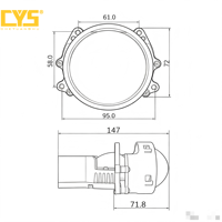 CYS F28 3 pouces 12V 6000K 5000LM Lentille de projecteur de voiture Bi-LED Haute Puissance pour la rénovation des phares de voiture