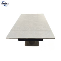 Table à manger extensible en pierre frittée JINRUISHENGDA, style moderne minimaliste pour petits espaces, base en acier inoxydable