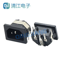 Alimentation électrique AC industrielle HC-99 C14 à trois broches, type carte, à trois pôles, avec coque en fer et pieds fixes