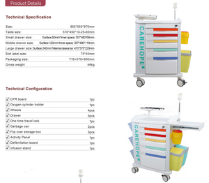 Chariots médicaux d'infirmières d'usine MT, chariots médicaux pour centre d'<span class=keywords><strong>urgence</strong></span> - Product Image 2