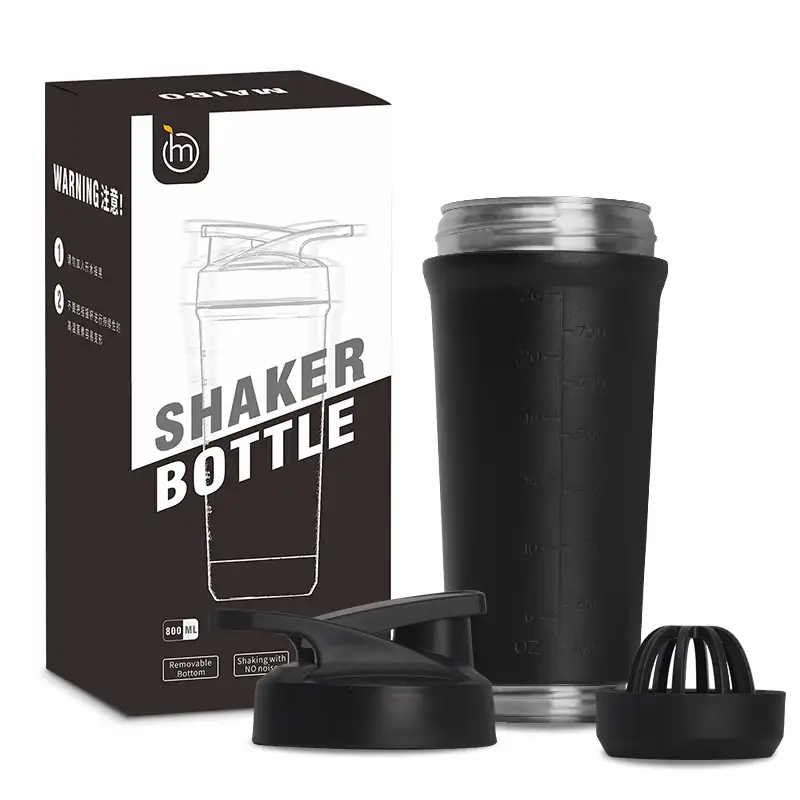 New Design Black Sport Water Bottles Smoothie Blender Gym Stainless Steel Protein Shaker Cup Bottle