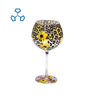 Vente en gros de verre à vin peint et créatif de style design moderne verre en cristal artificiel gobelet verre à vin rouge tournesol léopard