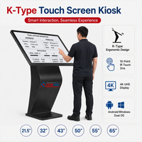 Kiosque d'information à double système Android et Windows en forme de K, Intel Core i3 i5 i7, 43 pouces