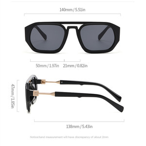 Lunettes de soleil polygonales punk vintage 2025 personnalisées avec logo, double pont, carrées, pour hommes et femmes, protection UV400 - Product Image 4