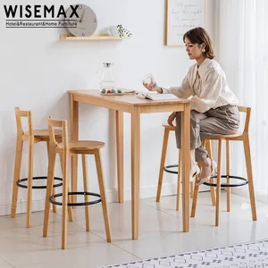 WISEMAX फर्नीचर आधुनिक रेट्रो शैली कपड़े चमड़े बार दस्त प्राकृतिक ठोस बीच की लकड़ी बार रेस्तरां और सलाखों के लिए कुर्सियों