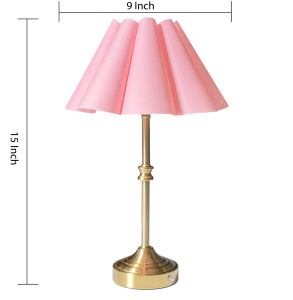 Vintage Brass Rechargeable Table Lamp Cordless Rechargeable Table Lamp Pink Ruffle Table Lamp for Restaurant - Product Image 6