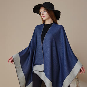 Poncho enveloppant châ<span class=keywords><strong>le</strong></span> femme Ruana Cape Cardigan pull ouvert devant pour automne hiver printemps pour femme Poncho - Product Image 4