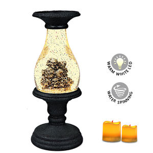 Вращающийся светильник-фонарь с блестками для Хэллоуина и Рождества, подсвечник с теплым белым светодиодом и 3 батарейками АА - Product Image 3