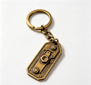 Vintage Brass Tone Metal <b>Key</b> Chain Engraved Tag Chain <b>Ring</b> <b>Key</b> Holder for Gift and <b>Bag</b> Accessory - Product Image 3
